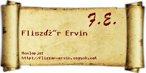 Fliszár Ervin névjegykártya